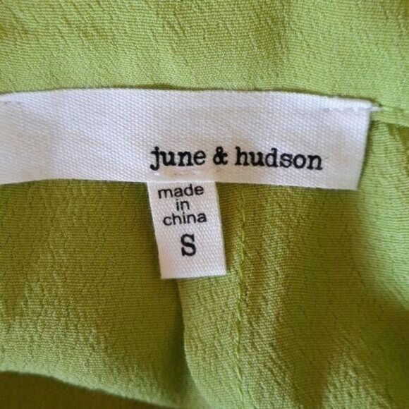 June & Hudson Shorts High Waisted Paperbag Tie Waist Cheeky Ruffle Hem Lime Sz S - Picture 3 of 8
